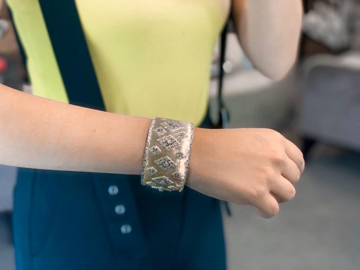 Candice Silver Cuff Bracelet in Silver Filigree